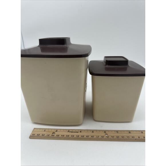 Vintage Nesting Canister Plastic Brown Tan Tea And Sugar 1970’s - Picture 2 of 6